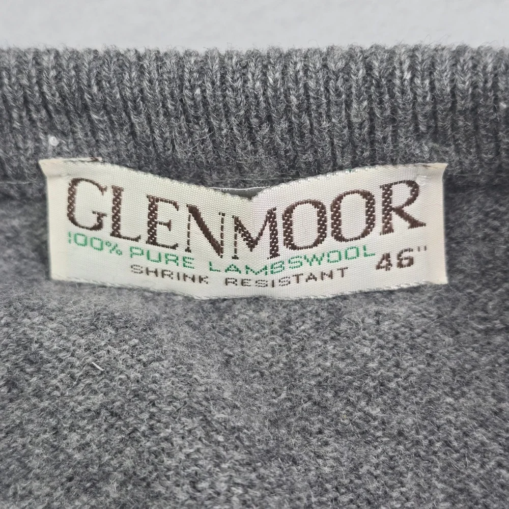 Vintage 1992 Lahinch Golf Club‎ V-Neck Sweater Mens 46 XL Grey Lambswool Ireland